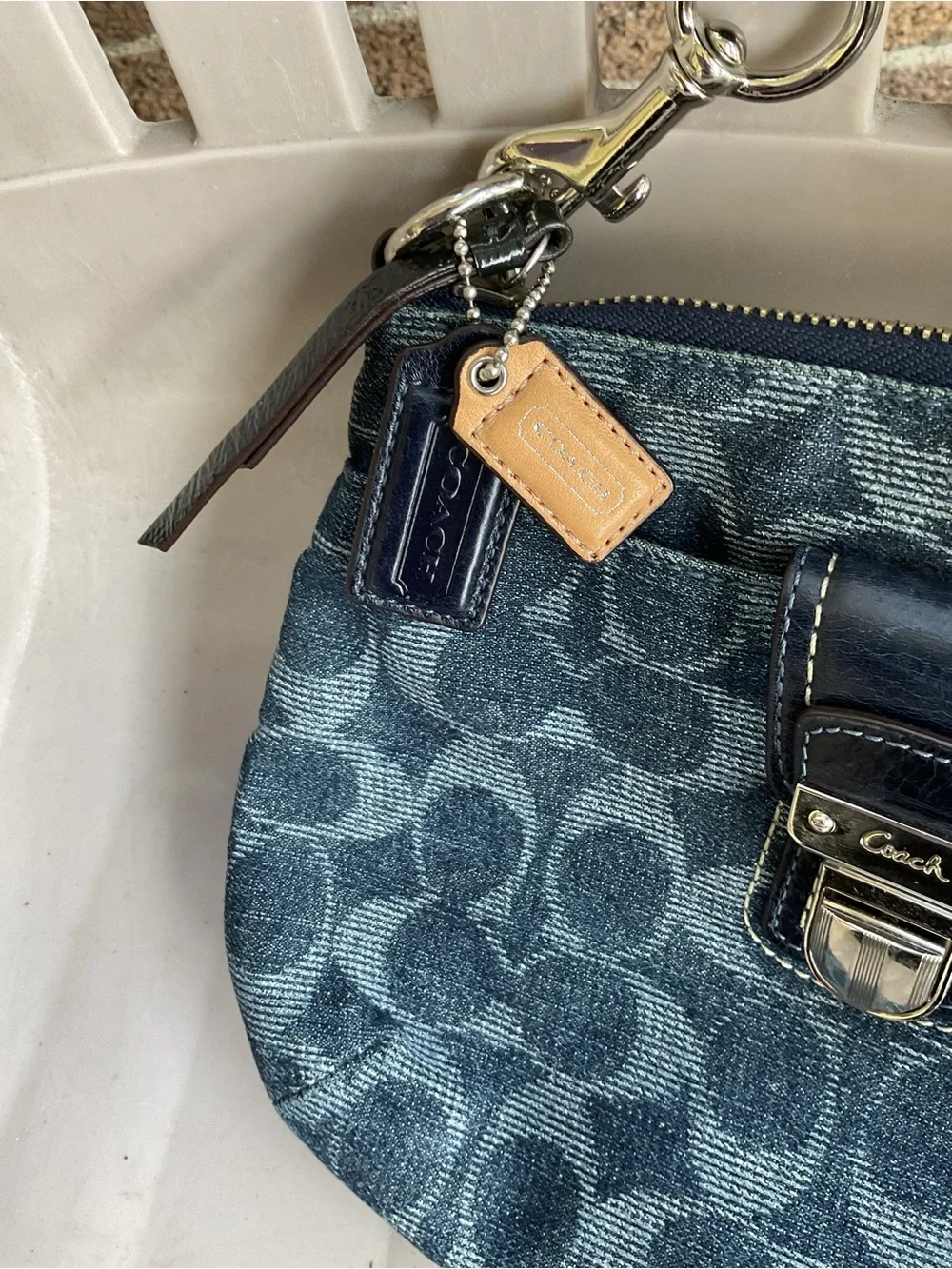 Coach Blue Signature Denim Shoulder Bag